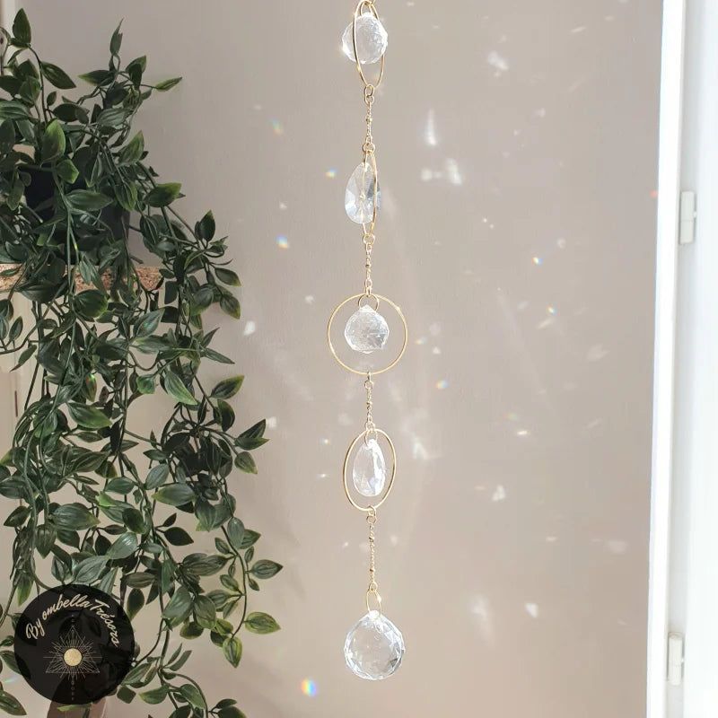 Attrape-soleil à Suspendre Eclipse - Cristal Facetté - Longueur 27 Cm - Décoration Feng Shui Et Arc-en-ciel