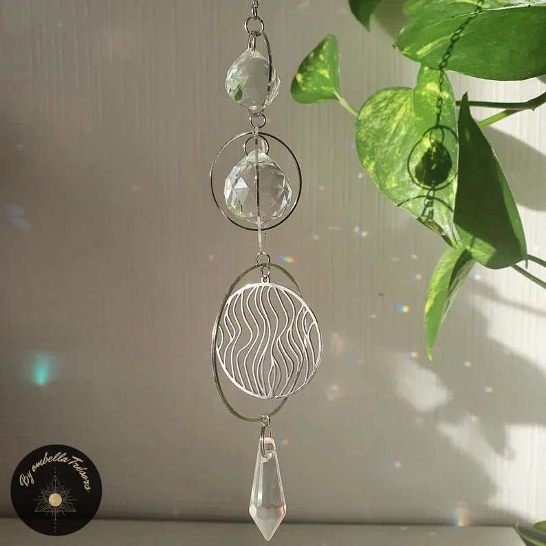 Boule de cristal attrape soleil de fenêtre et 7 chakras - Coralie-shop