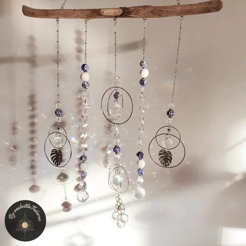 Attrape-soleil En Cristal Pour Fenêtre - 4 Cercles Rotatifs - Décoration Scintillante Pour Salon, Balcon Ou Jardin