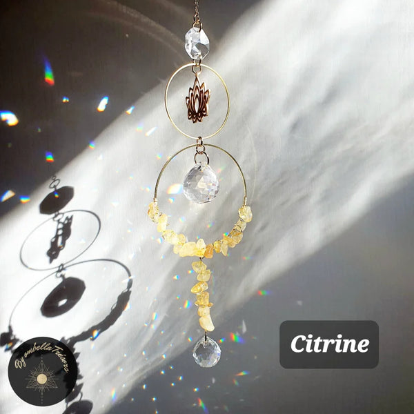 Suncatcher cristal Attrape soleil géométrique et pierres naturelles de  cristal de quartz, laiton doré, décoration pendule -  Canada